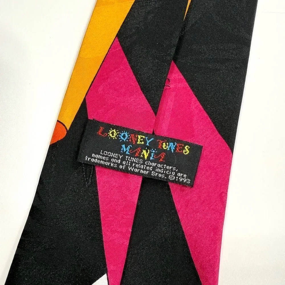 Warner Bros. Vintage 1993 Tie - Black with Multicolor Cartoon Characters